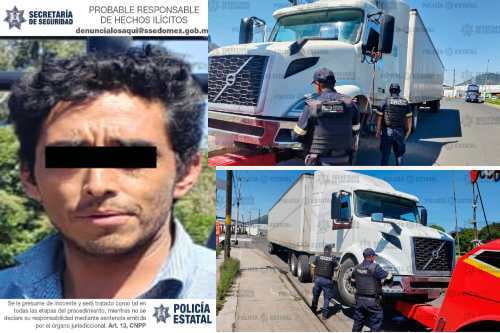 Localizan en Acambay, tráiler robado cargado con casi 2 mdp de alambrón; hay un detenido